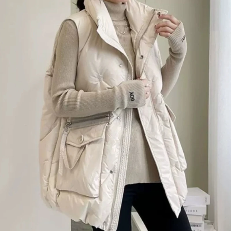 Women's Cotton Down Vest, Loose, Versatile, Color Matching, Light, Thin, Tank Top, Jacket, Camisole, Autumn, Winter, New Jacket