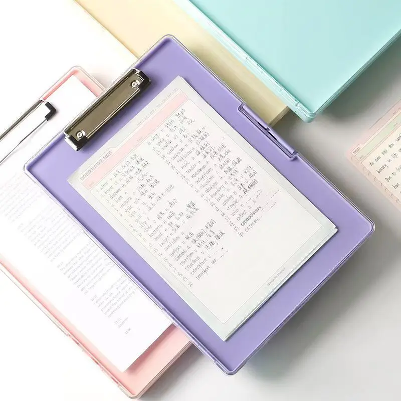 Multifunctional A4 Student File Folder Office Document Storage Organizer Plastic Exam Mat Test Paper Clamp File Folder