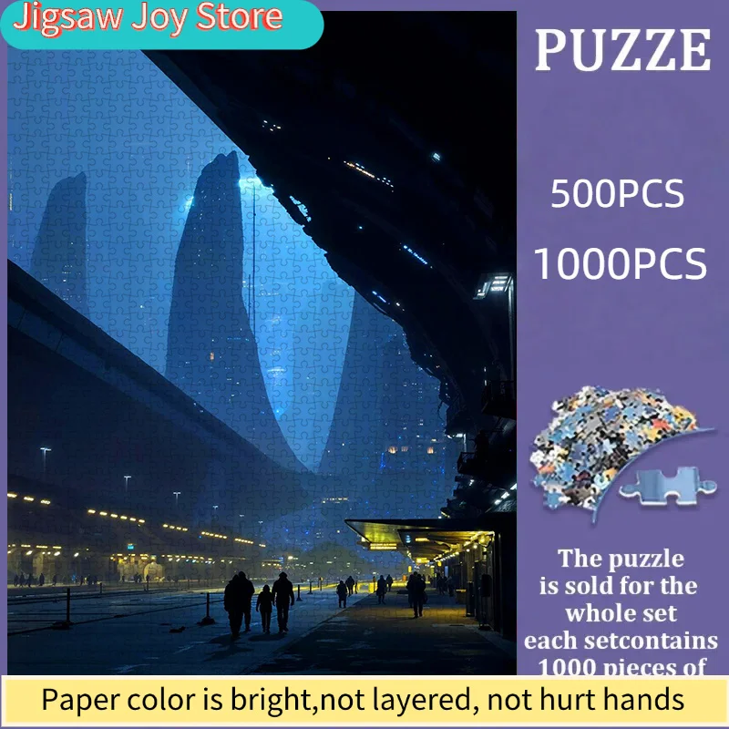 

Пазл, бумажный пазл-головоломка для самостоятельной сборки, научно-фантастический городской пейзаж ночью, подходит для: семейного досуга, встреч с друзьями, личного использования