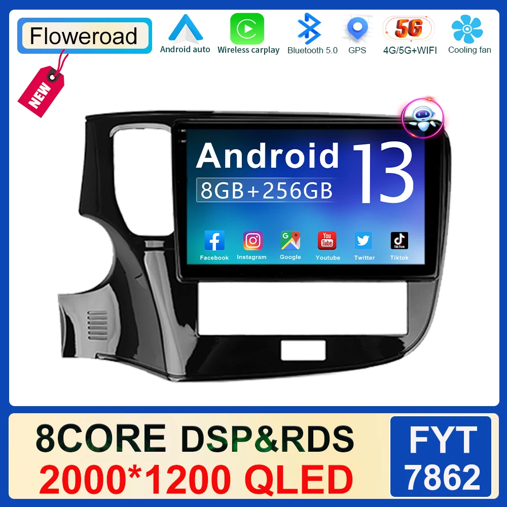 

2K For Mitsubishi Outlander 3 III GF0W GF0W GG0W 2018 - 2021 Car Radio Multimedia Video Player Navigation Stereo Carplay GPS