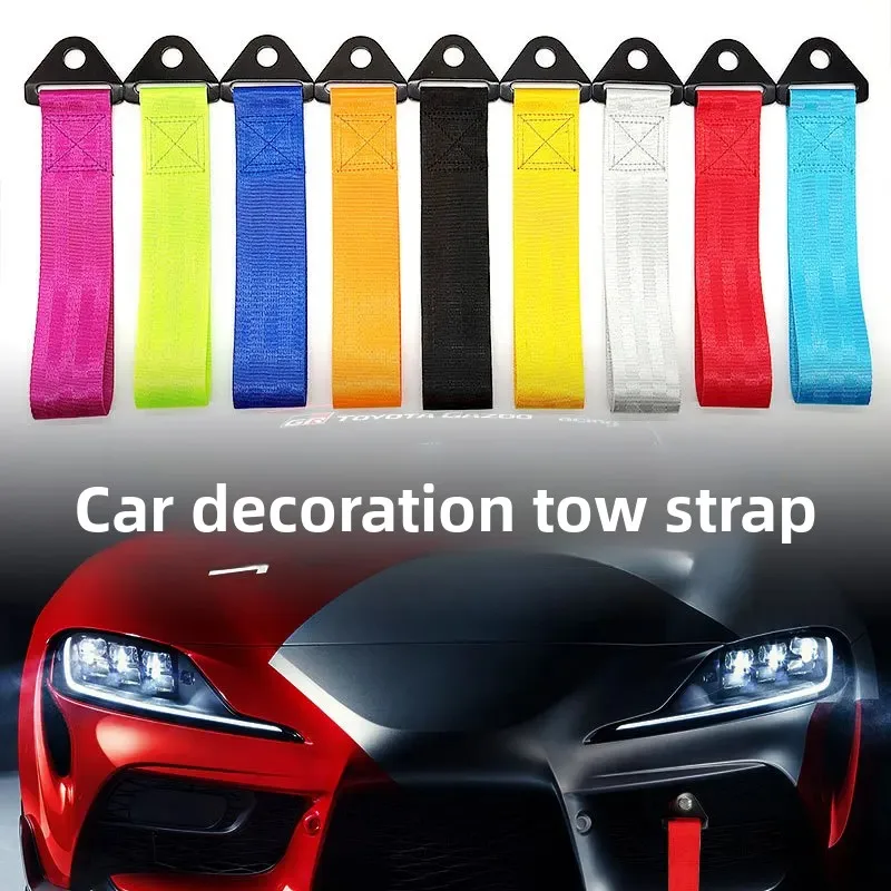 

Car trailer with no logo JDM modified trailer rope bumper front bar decorative traction rope trend streamer