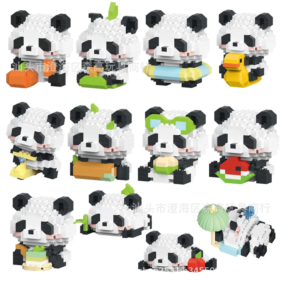 Panda cinese Mini blocchi di costruzione Set di blocchi Animali Modello di assemblaggio Mattoni Decorazione domestica fai da te Giocattoli per regali per ragazze