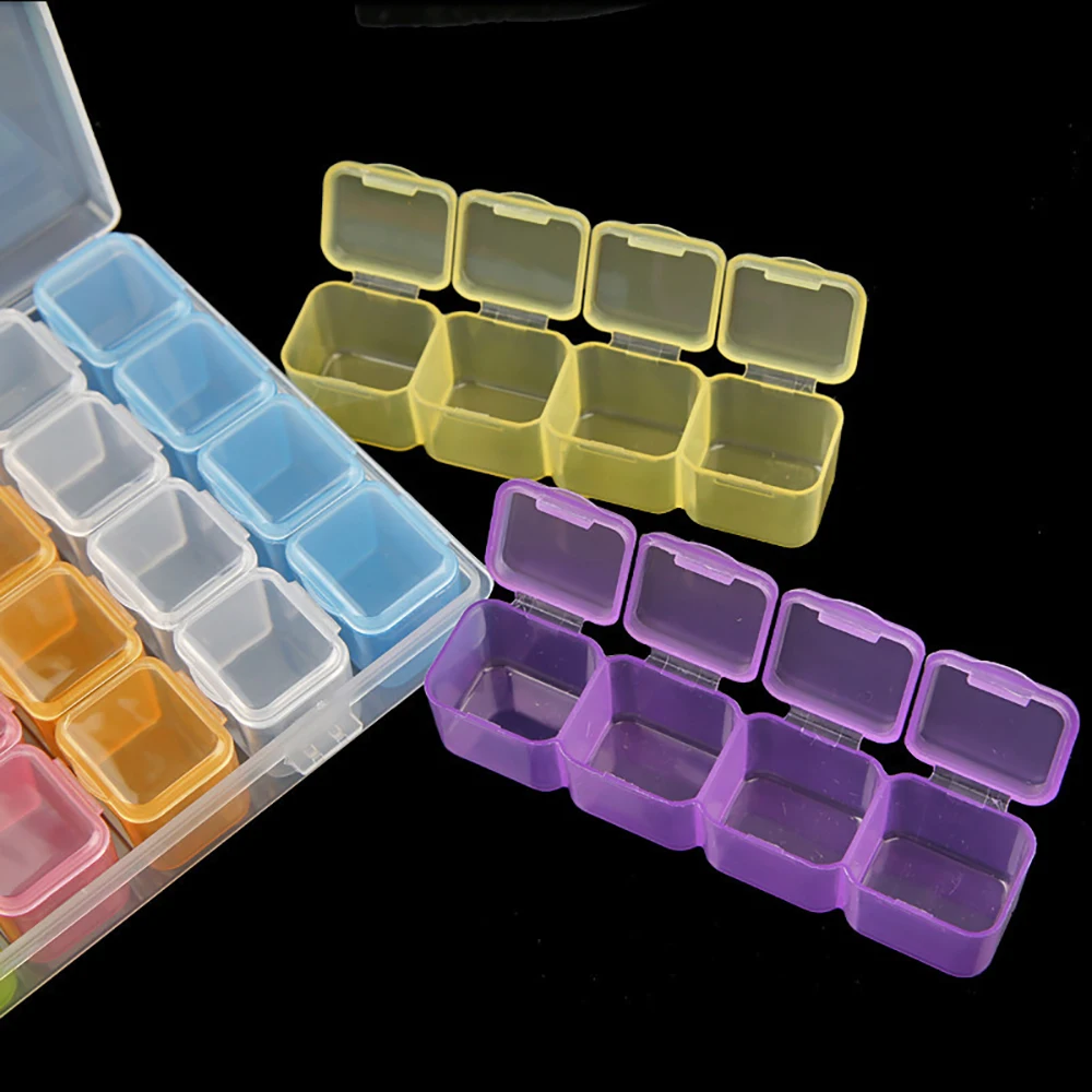 28 Grids Diamond Painting Tools Storage Box with Funnel Sticker pen Diamond Painting Embroidery Accessories Container