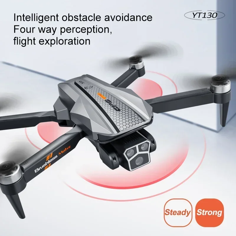 YT130 RC Drone 4K Three cameras Professional 5G WIFI FPV GPS Return Brushless Motor Obstacle Avoidance Mini Quadcopter Toys