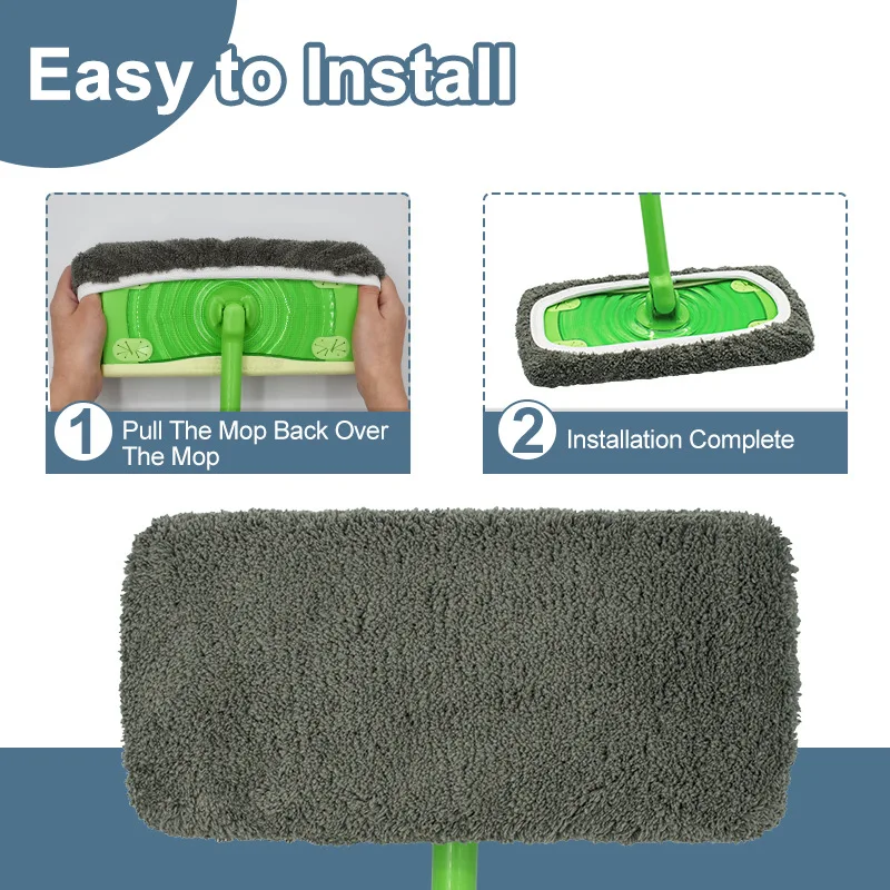 2pcs Mop Cloth Reusable Pad for Swiffer Sweeper Ultra-fine Fiber Flat Mop Replacement Pad Dual-purpose Mop Accessories