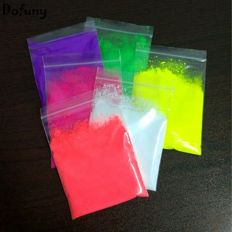 Mixed 5 Color/Set Neon Nail Coating Fluorescent Powder Phosphor Pigment for Nail Polish&Painting&Printing DIY Cosmetics Dye