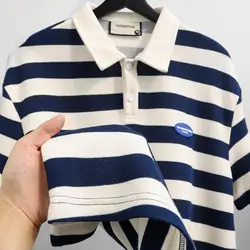 Summer New Men Striped Short Sleeve Polo Shirts Preppy Style Streetwear Fashion Male Clothes Basic Casual Loose Versatile Tops