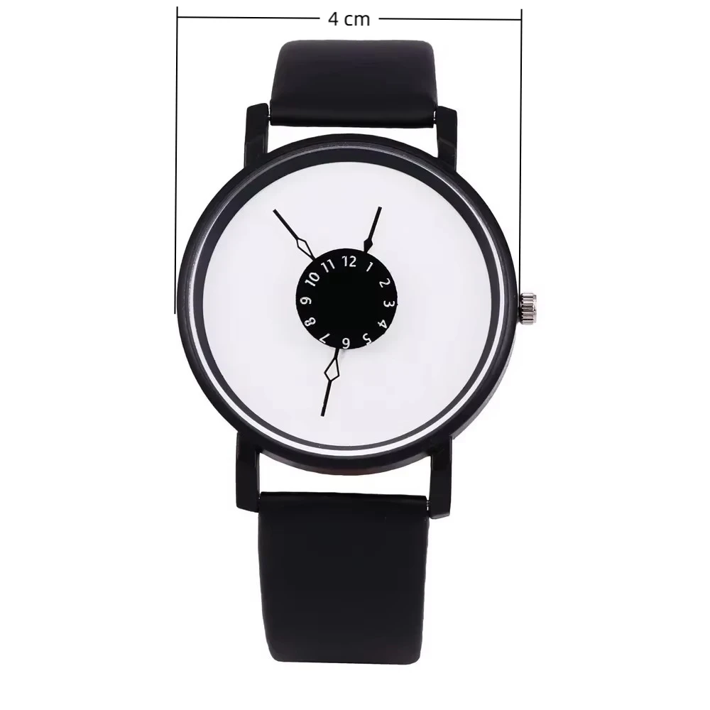 Couple Casual Quartz Watches Leather Band Strap Watch Analog Wrist Watch for Women Men Creative Digital Dial Clock