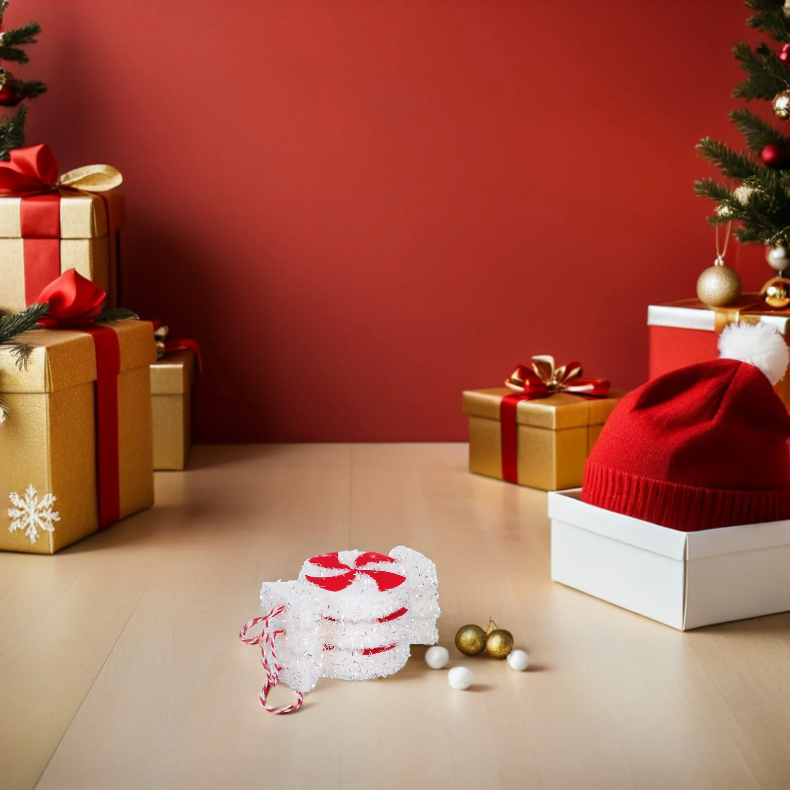 

3Pcs Foam Candy Hanging Ornaments Red White Peppermint Lollipop Design Christmas Tree Decorations for Holiday Events and