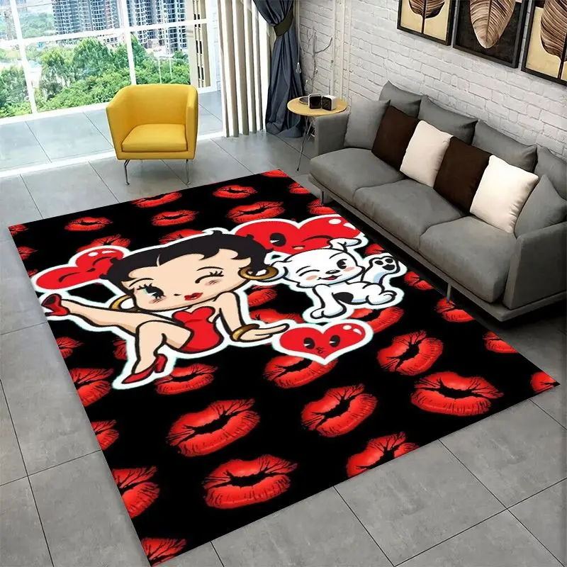 Retro Cartoon B-Betty B-Boop Cute Girl Carpet Rug for Bedroom Living Room Sofa Home Decor,Game Area Rug Non-slip Floor Mat Fest