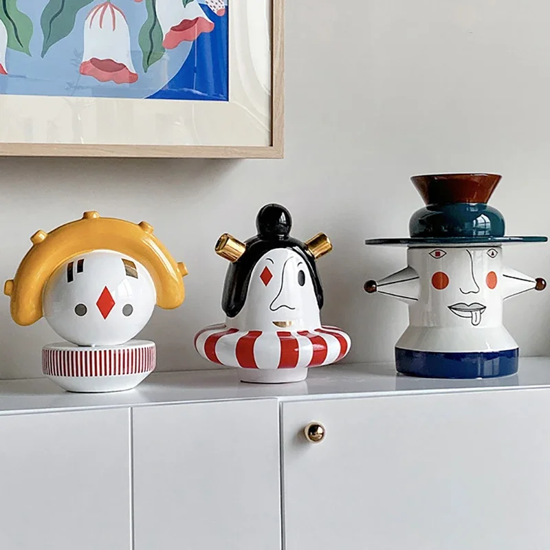 Modern Ceramic Ornaments Desk Kawaii Figurine Designer Luxury Creative Doll Living Room Home Decoration Accessories Gift Ideas