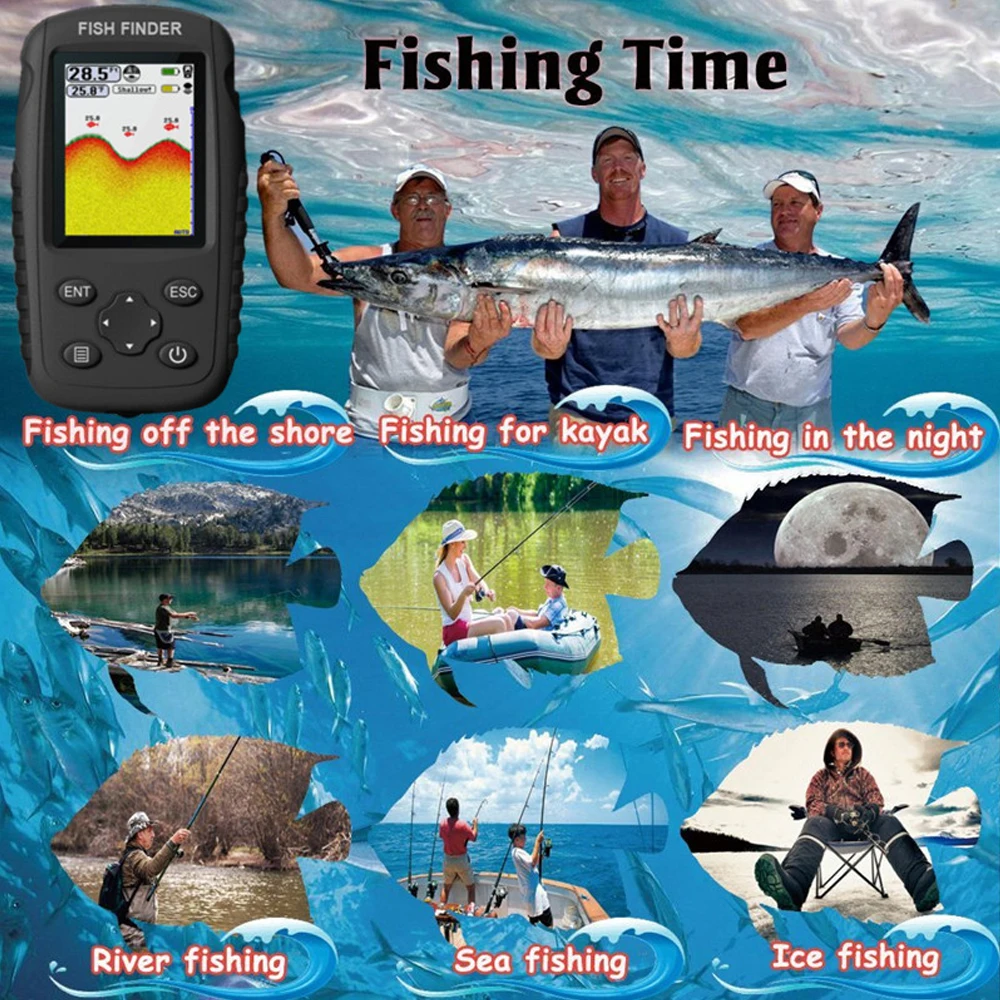 Portable Rechargeable Handheld Fish Finder Wireless Sonar Sensor Depth Locator