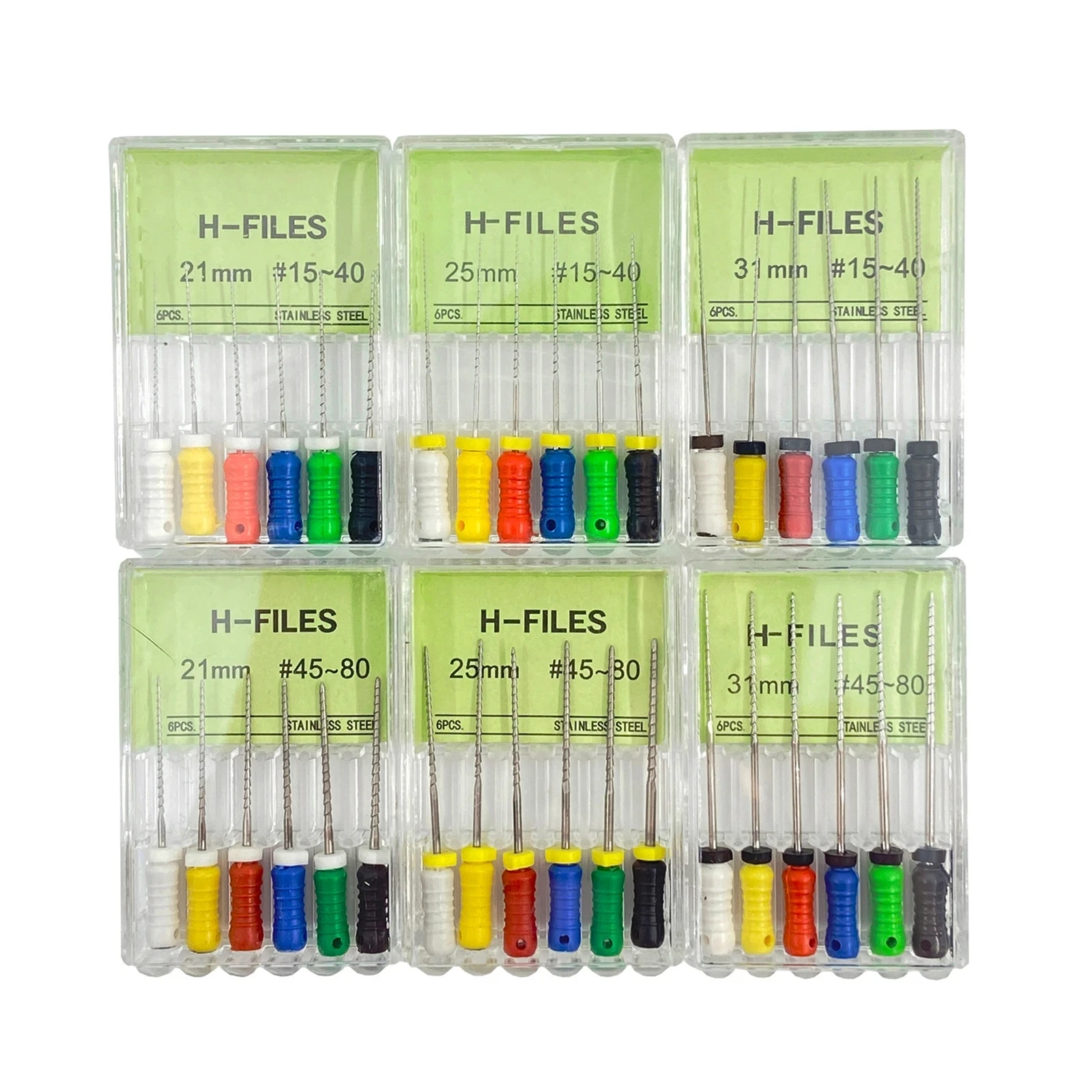 Dental Niti Files Root Cannal Endo H File 21mm 25mm 31mm Stainless Steel Endodontic Instruments Dentist Dentistry Odontologia