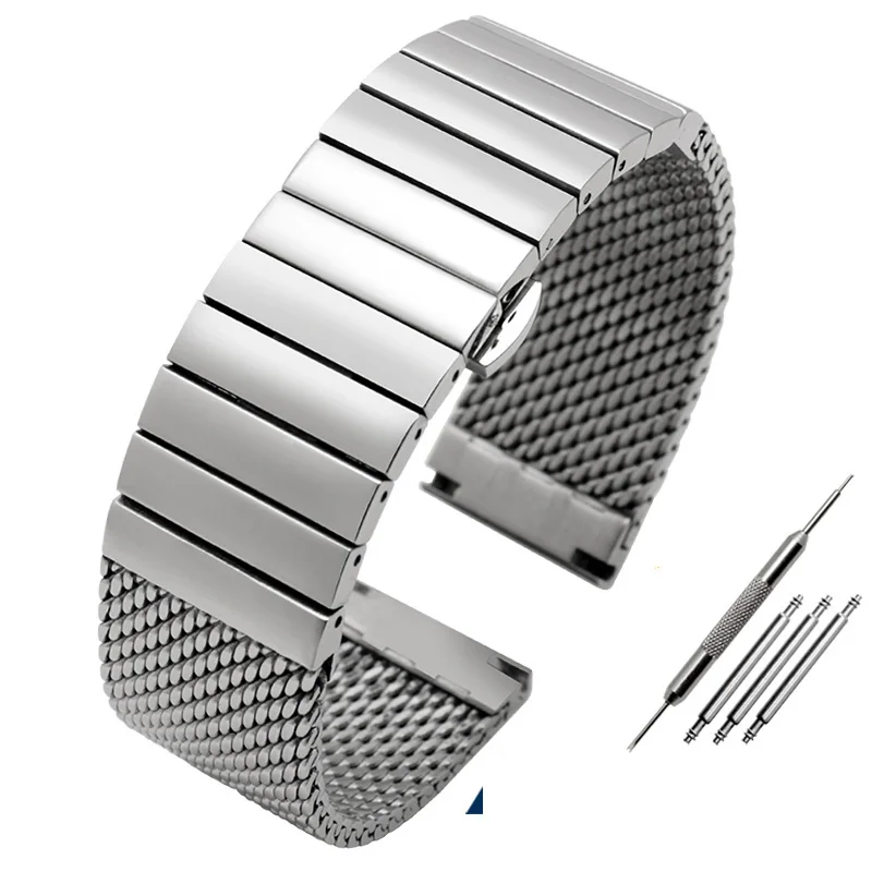 ZETHYDUM 20mm/22mm/24mm Männer Luxus Armband Edelstahl Shark Mesh Strap Für Seiko Breitling Omega panerai Tauchen Armband 6