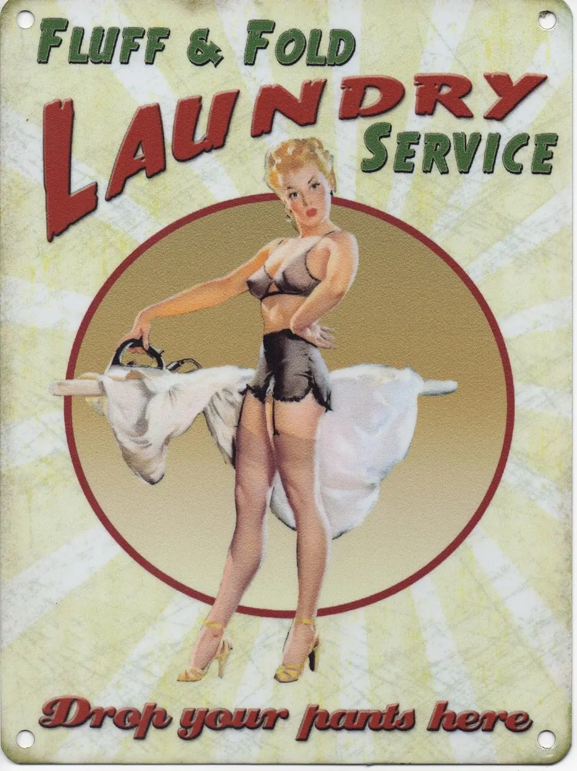 Fluff and Fold Laundry Service funny metal sign (og 2015)