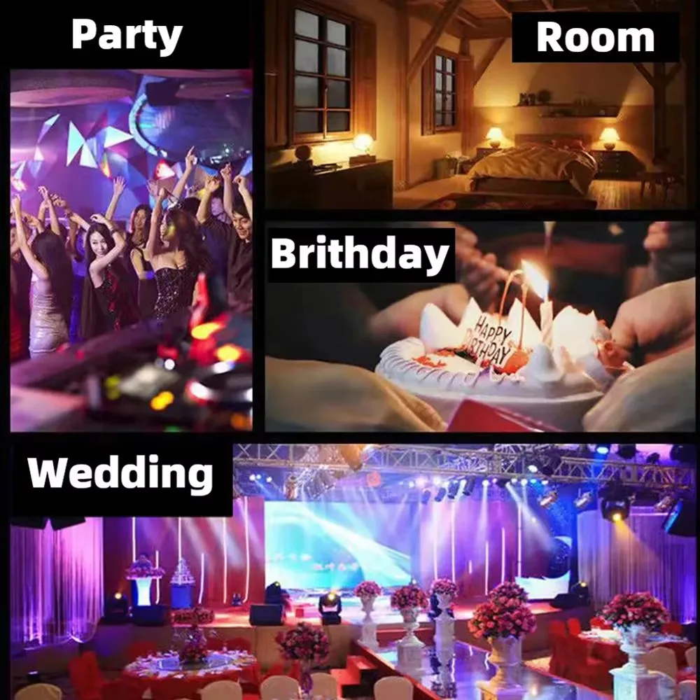 2024 Lights Power 15W 6-Hole 72 Figure LED+Remote Control Sound Control Flash Party KTV Bar USB Stage Lamp Wedding Ambient Light