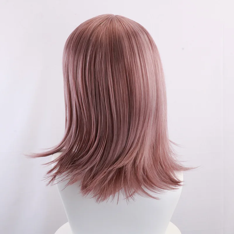 Perruque de Cosplay Anime Danganronpa pour Chitose Kisaragi avec cheveux roses dans un Style Bob, perruque de Cosplay en soie haute température 502A