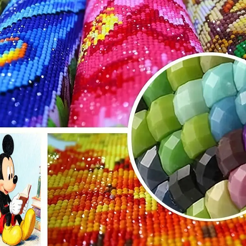 1 szt. Disney Myszka Miki czytający książkę, diamentowy haft 5D DIY, pełny zestaw do samodzielnego wykonania, uroczy zestaw artystyczny z postaciami z kreskówek dla dzieci