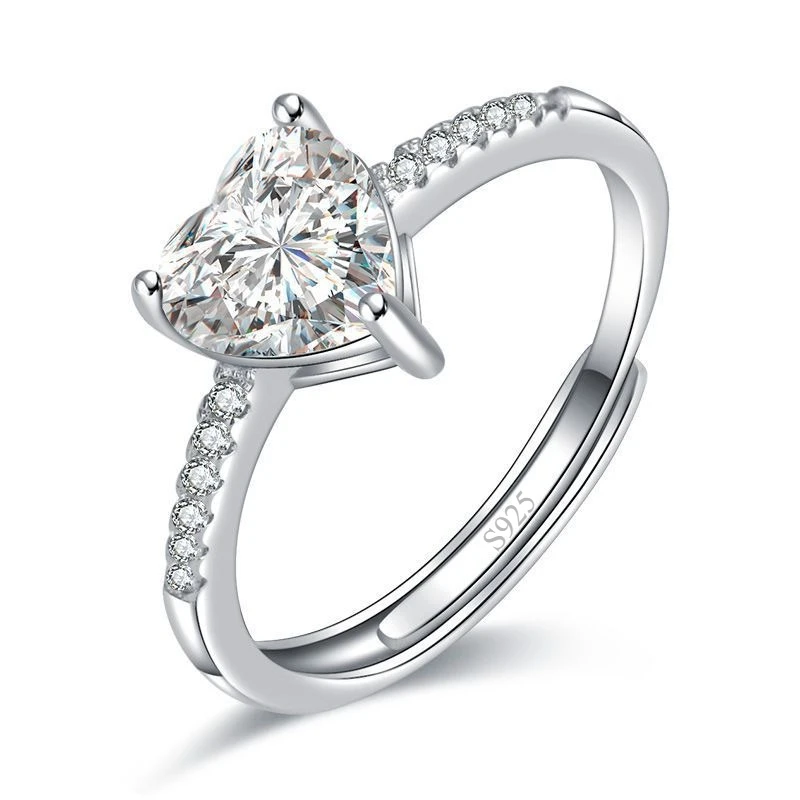 Neuer Ring aus 925er Sterlingsilber mit Herz-Simulationsdiamant für Frauen, Hochzeit, einfacher Schmuck, Verlobungsgeschenke, modischer Party-Ring