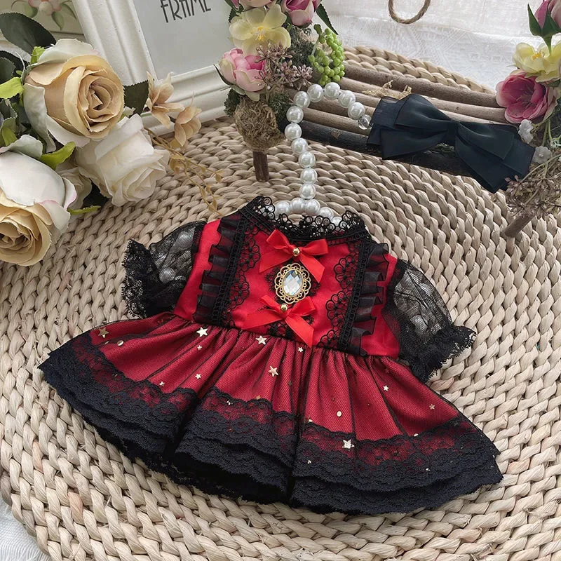 

Платье-игрушки 15 см, 20 см, 40 см, хлопковая кукольная одежда, красная кружевная юбка