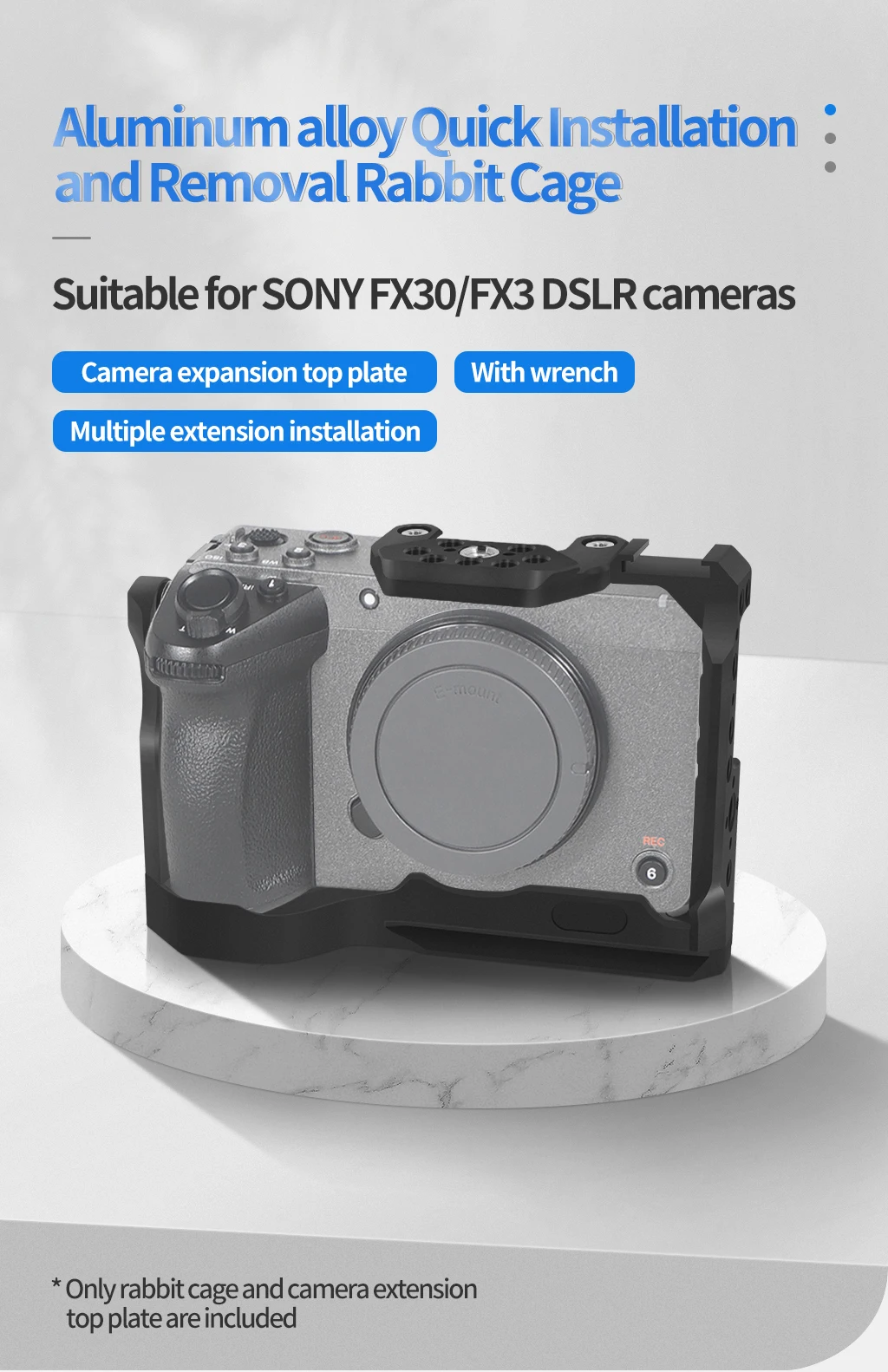 FX3 FX30 Kamera Half Cage Rig für Sony SLR Schutzrahmen 1/4 3/8 Kaltschuh Schnellspanner V-Lock Stativ Stabilisatorhalterung – Detail 4