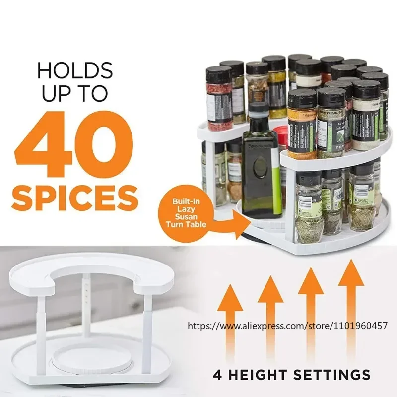 SPICE SPINNER Kitchen rotating seasoning rack Double layer seasoning Salt sugar bottle storage rack Household storage artifact