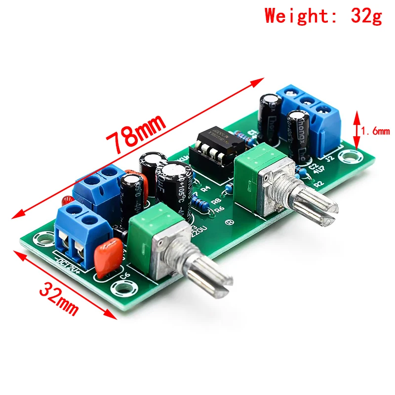 High-precision Single supply low pass filter board subwoofer preamp board 2.1 channel DC 10-24v 22hz-300hz