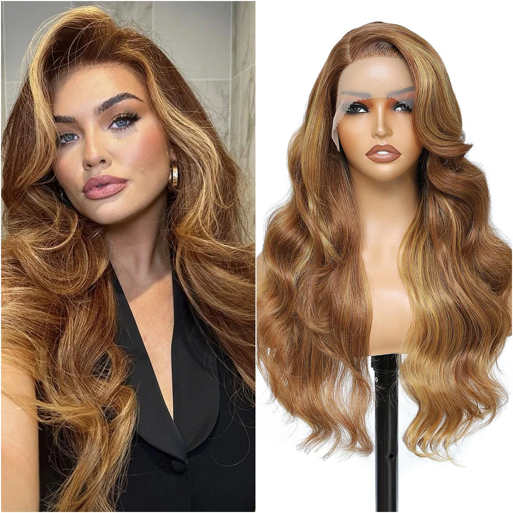 

40 Inch 13x6 Highlight Hd Lace Frontal Wig Human Hair Ombre Colored Honey Blonde Human Hair Wigs Body Wave For Women 200 Density