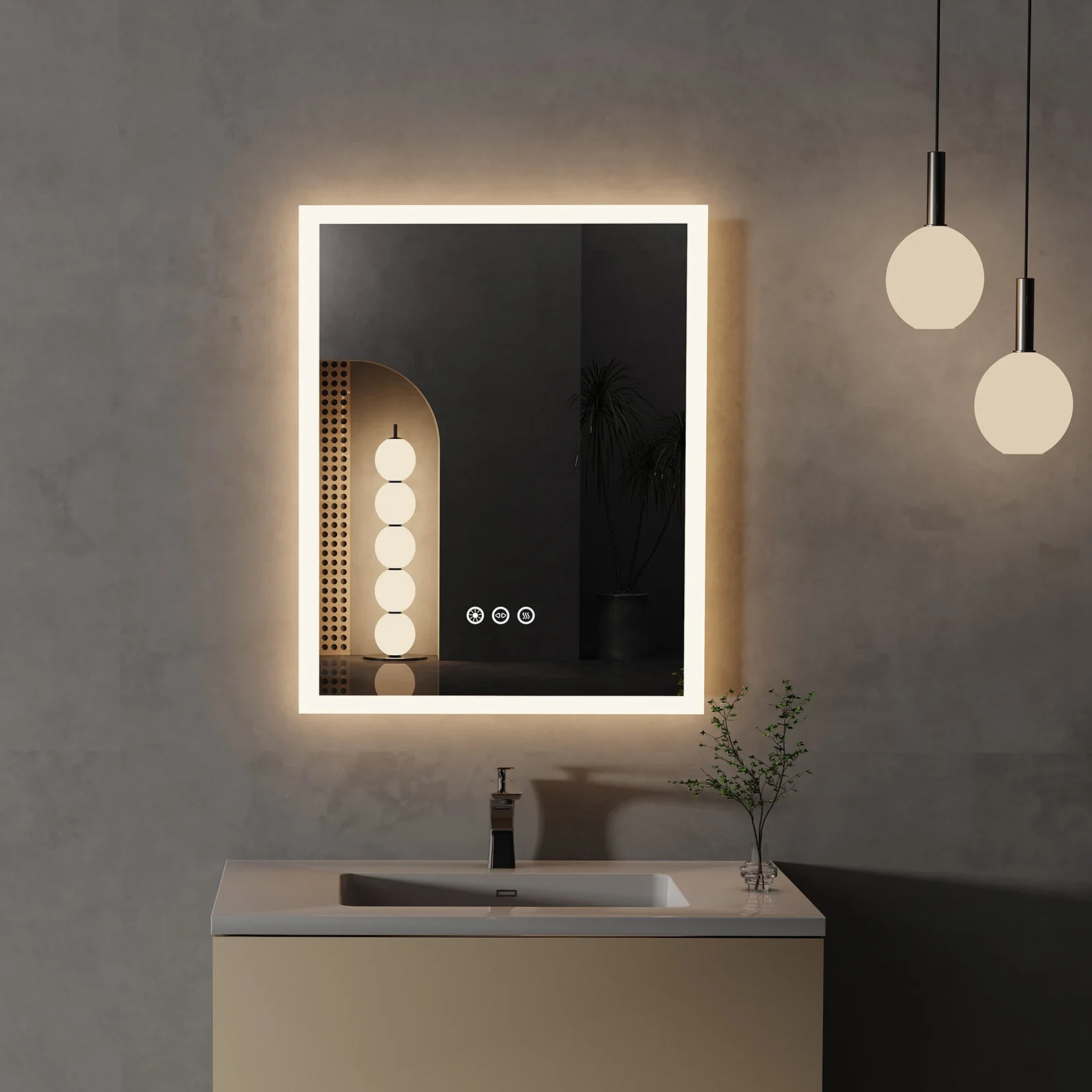 LED Lighted Bathroom Mirror with Anti-Fog, Wall Mounted Vanity Mirror with Smart Touch Button, Memory Function