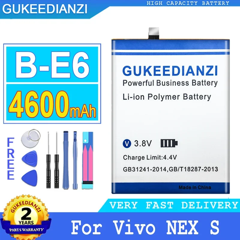

4600mAh GUKEEDIANZI Battery B-E6 For Vivo NEX S Big Power Bateria