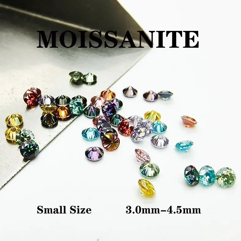 

Moissanite Colored Stone Small Size Round Shape DIY Advanced Charms Jewelry Making Materials Multiple Colors Available