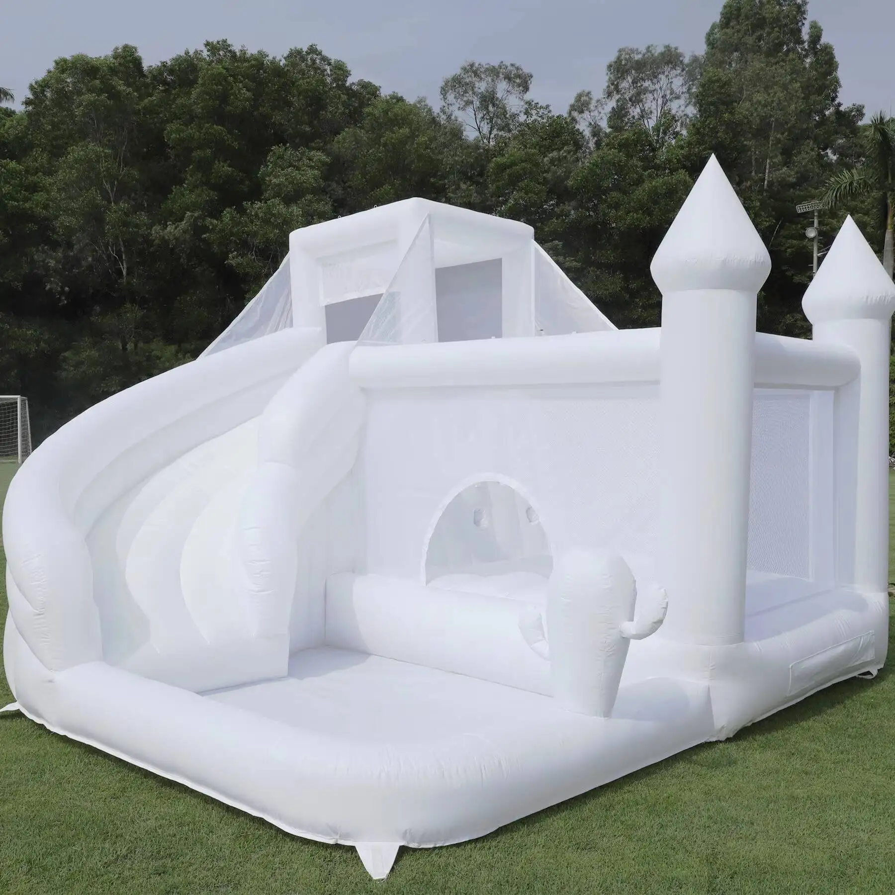 RTS Inflatable Air Bounce Round Children Slides White Bouncy Castle Child Playing Slide Jumping Draco PVC Commerica House