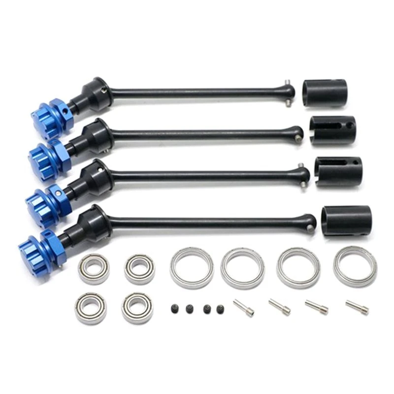 AS96-4Pcs 8996X Steel Extended Drive Shaft CVD With Splined Wheel Hex For 1/10 Traxxas MAXX Widemaxx RC Car Parts Blue