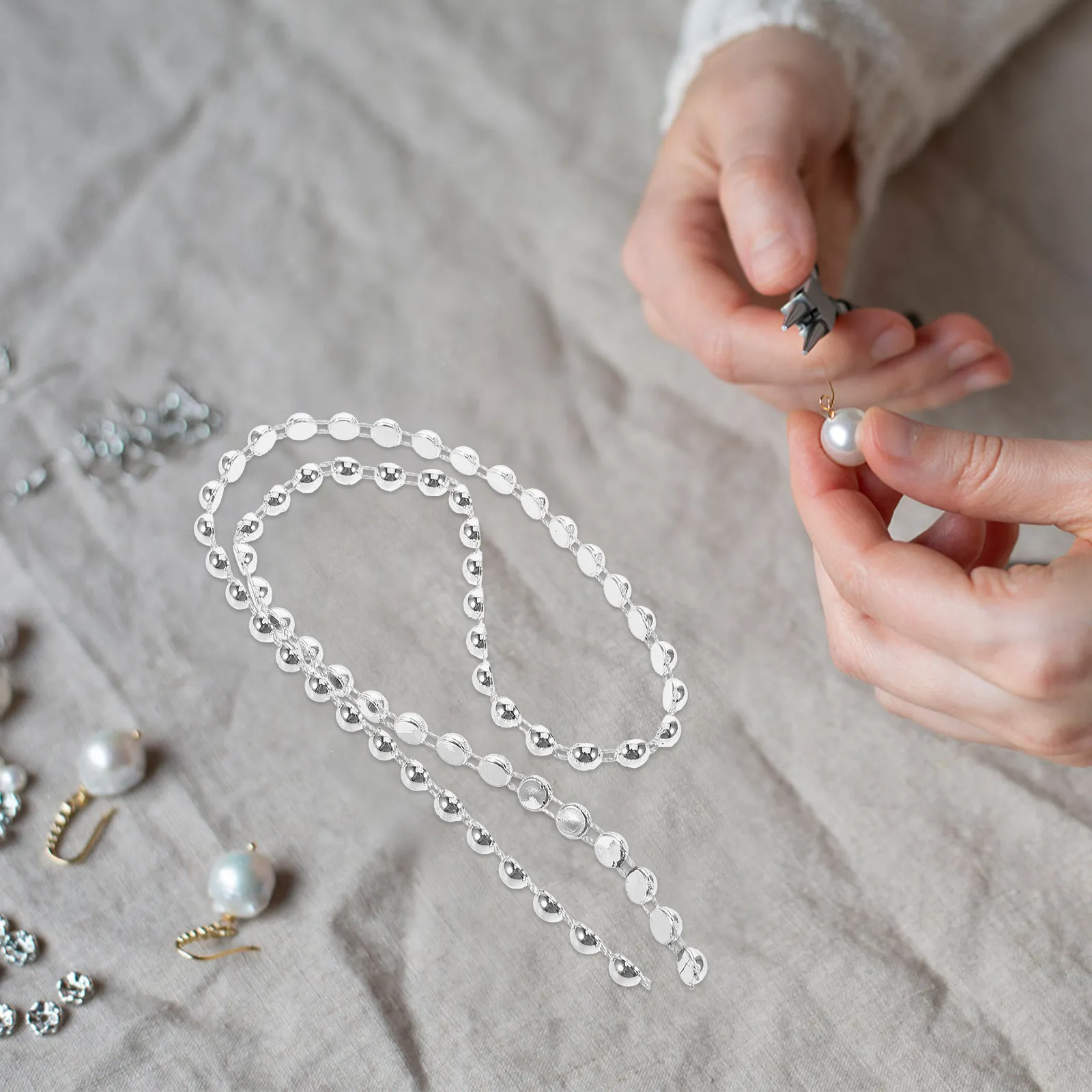 

Half Round Beads Chain Garland Faux Pearl Beads Pearl String for Wedding Decoration DIY Jewelry Making Crafts Bead Chain Garland