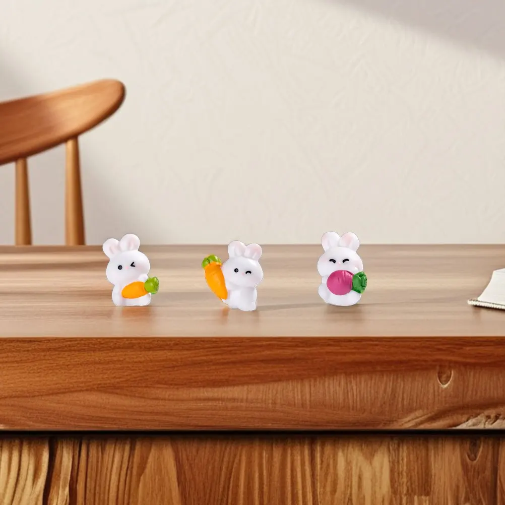 

10 Pcs Mini Rabbit Ornament Bedroom Desktop Decor Cute Figurine Resin Crafts Bunny Figurines Decorative Artware