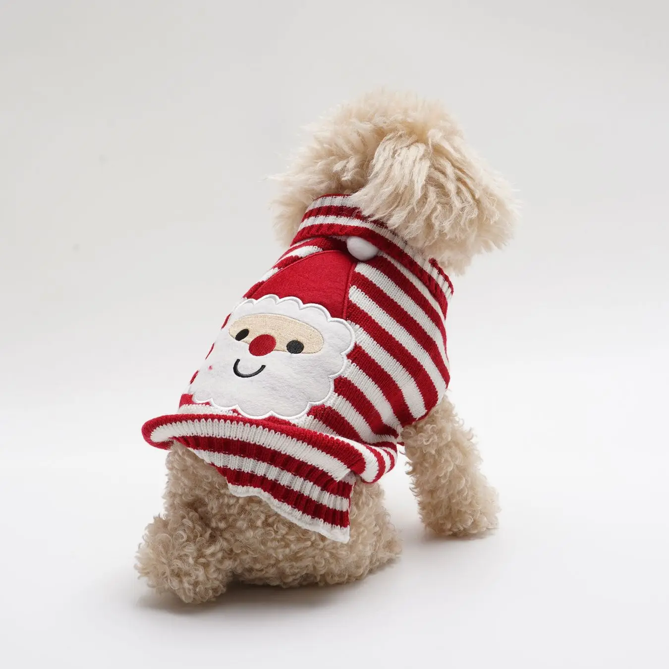 5 Pack Knitted Pet Sweaters with Christmas Design Reindeer Santa Claus Red Ball Mid-High Collar Dog Clothes for Pets