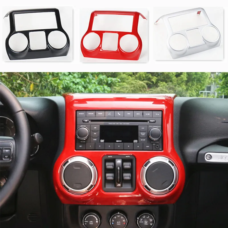 Sansour New Arrivals Dashboard Center Console Fascia Panel Frame Cover Interior Chrome Molding ABS For Jeep Wrangler jk 11-16