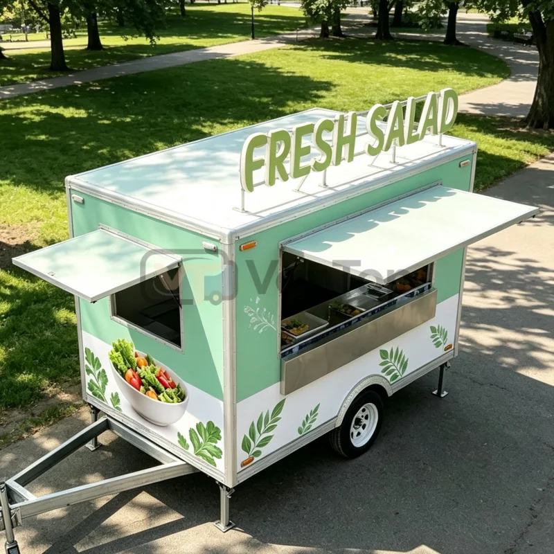 Custom Mobile Food Concession Trailer Fresh Salad Food Truck Fully Equipped Street Vending Cart Kiosk For Salad Bowl Juice