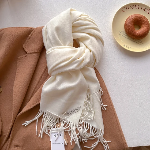 2025 New Winter Wool Scarf For Women Long Warm Cashmere Scarves Hijab Solid Lady Shawl Wrap Female Pashmina Bandana Head Scarfs 3