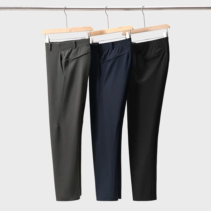 2026 Summer New Men's Business Casual 4 Way Stretch Water Repellent Quick Dry Straight Leg Pants Breathable Trousers for Office