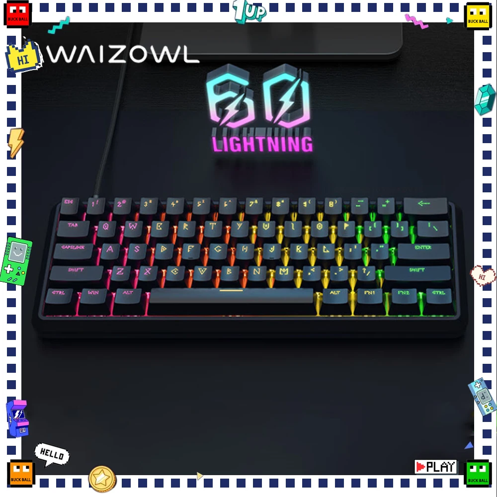 Waizowl Lightning60 Magnetic Switch Mechanical Keyboard Wired Gaming Keyboard Custom Hotswap Keyboard Valorant  PC Accessories