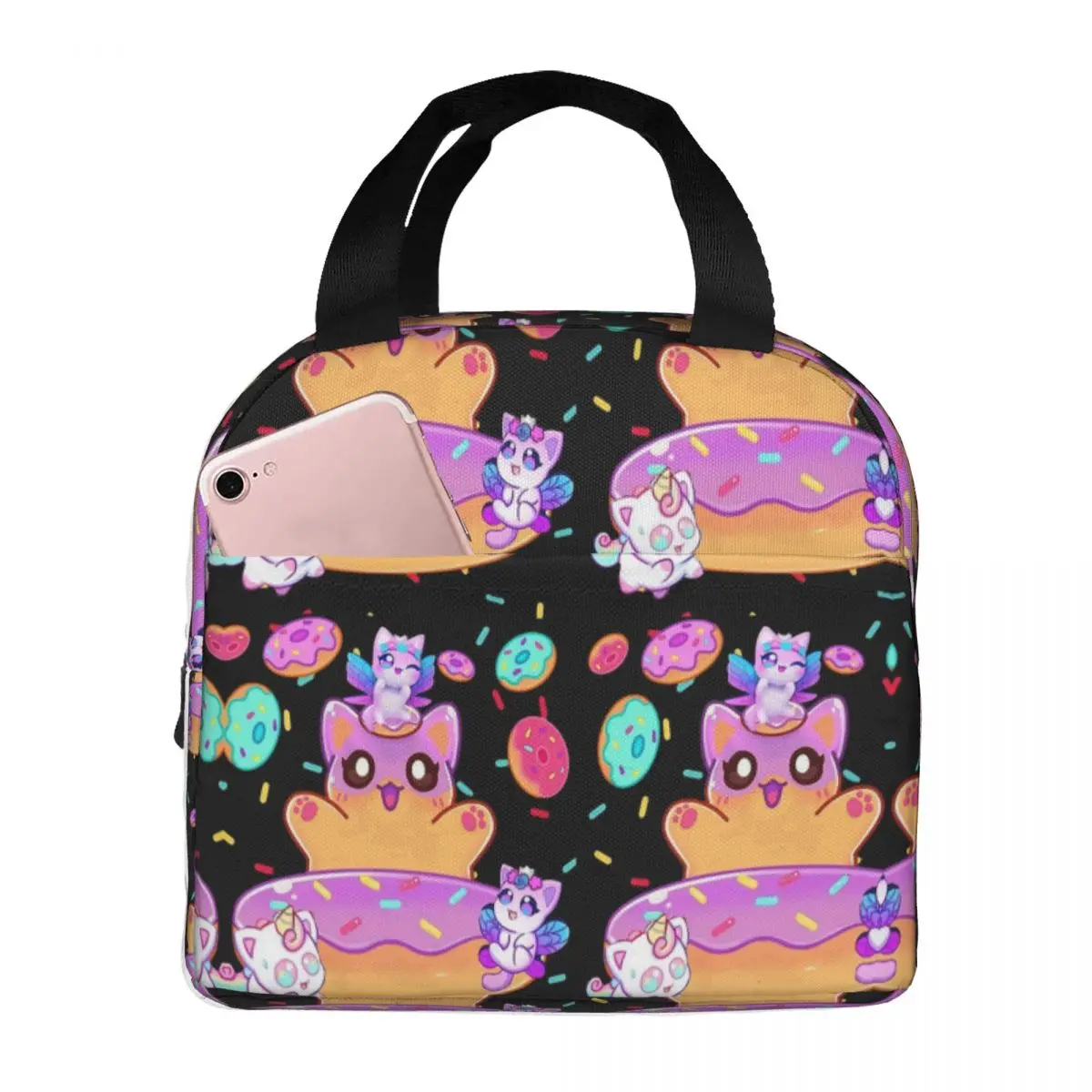 Aphmau Meow Plushies Anime Cats Lunch Bags Bento Box Lunch Tote Resuable Picnic Bags Cooler Thermal Bag for Woman Student Office