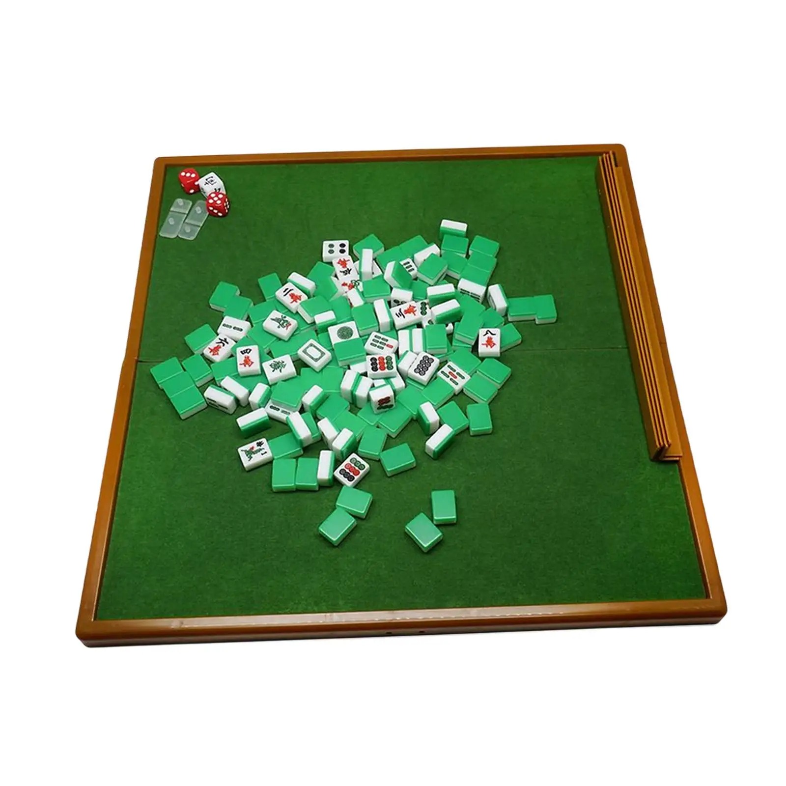 Classic 144 Tiles Mahjong Family Game with Folding Table Portable Travel Set for Home Party Leisure Time Fun