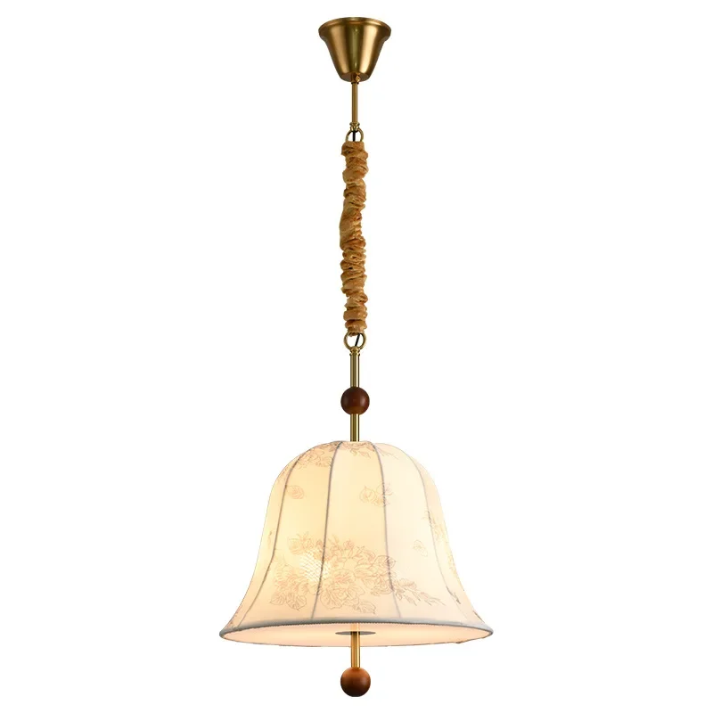 

Medieval cream style fabric chandelier French dining room living room bedroom Nordic high sense