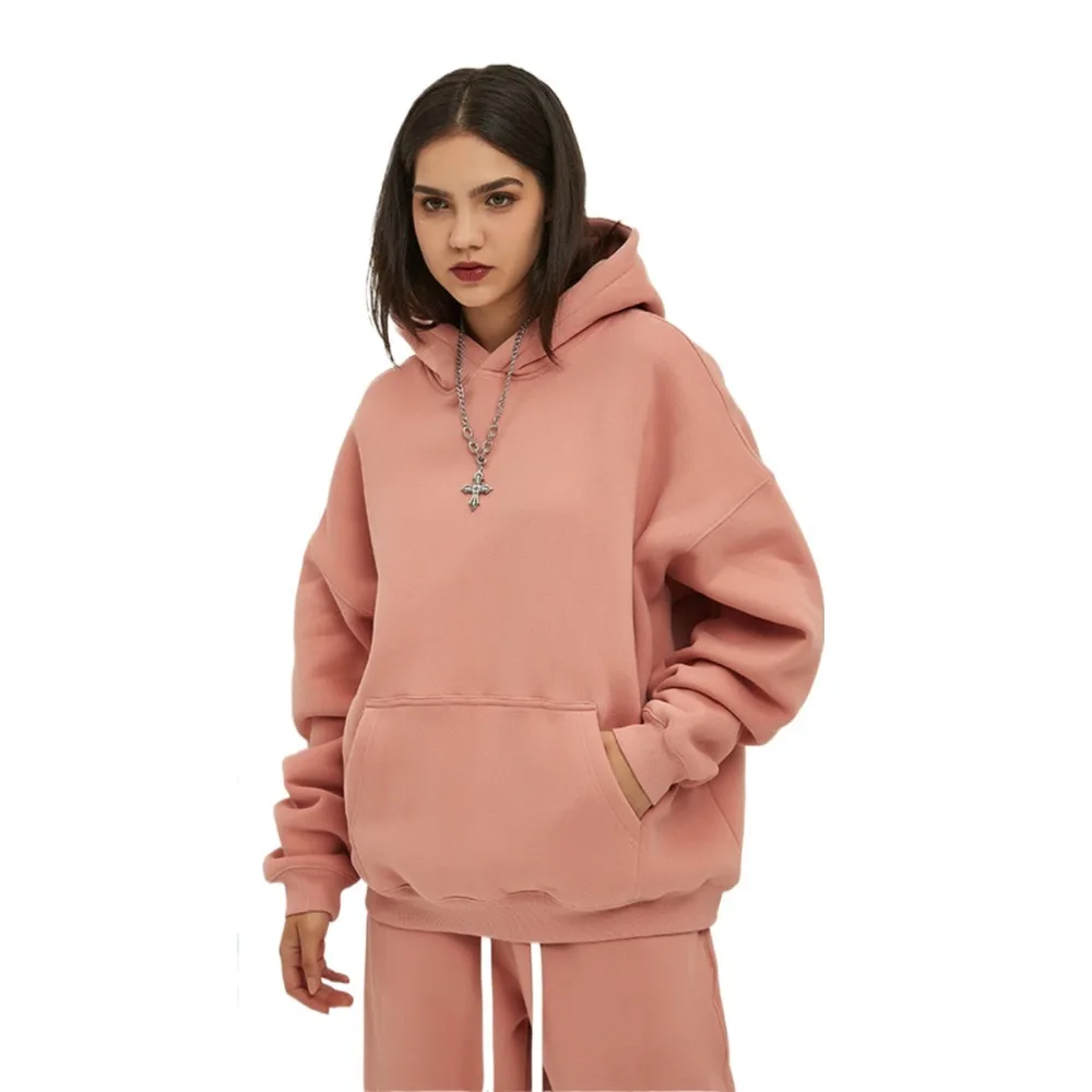 Sudadera con capucha de gran tamaño lila para hombre, ropa de calle informal, sudadera con bolsillo canguro