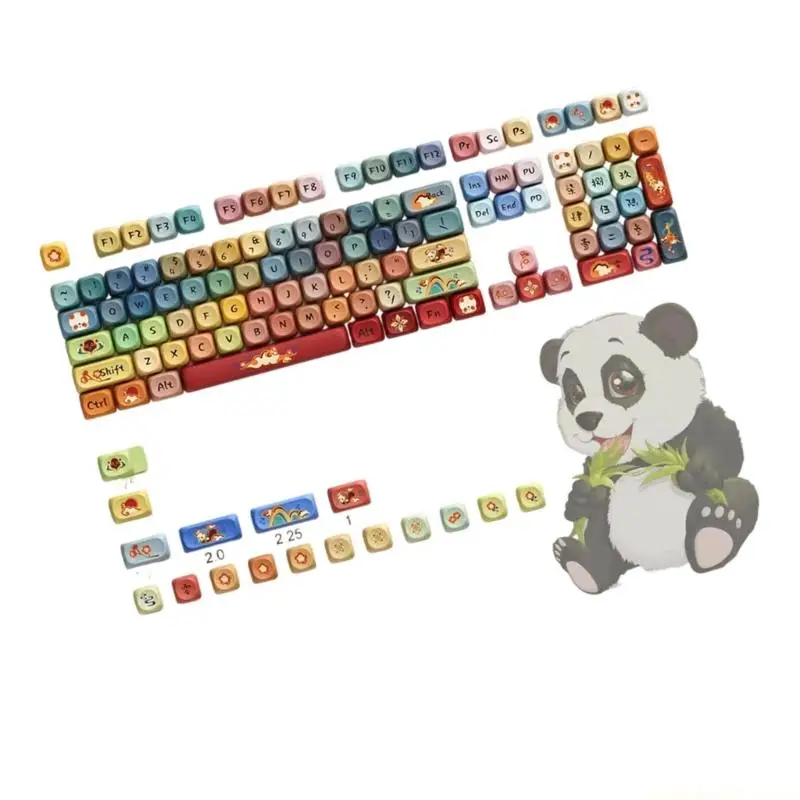 

125-клавишная круглая клавиатура Dunhuang Redness Panda с сублимационной краской PBT, профиль OQO, механическая клавиатура