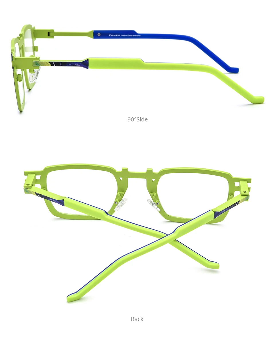 FONEX Dopamin Reines Titan Brillengestell Männer 2025, Neues Markendesign, Vintage-Stil, quadratische Brillen, Damen, Retro, japanische Brillen 85910 – Detail 7
