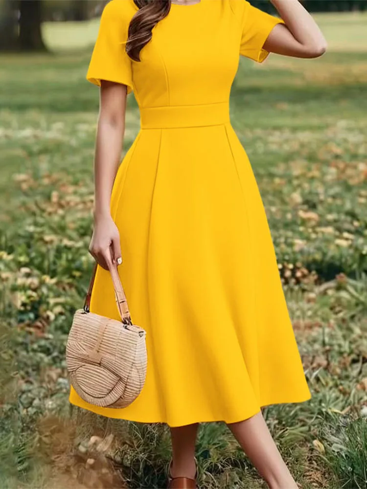 ZANZEA ชุดเดรสขนาดบวกปาร์ตี้สุดหรูผู้หญิงฤดูร้อนแขนสั้นซันเดรสเอวชุดราตรียาวชุดลำลอง 5XL