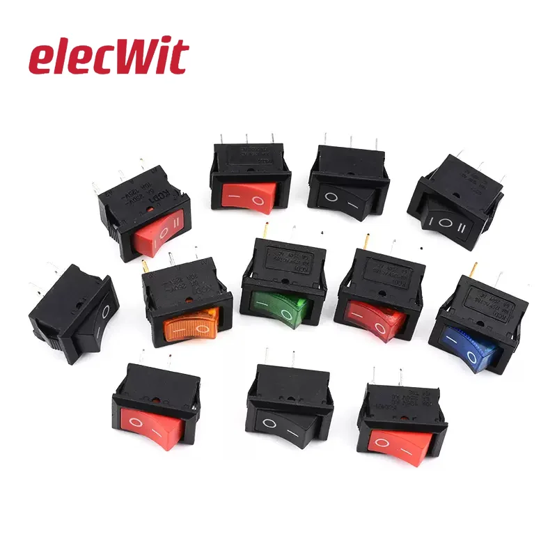 25pcs 50pcs KCD1 series Mini Rocker Switch Electronic Water Dispenser Power Button 2pin 4pin ON OFF 250V with LED