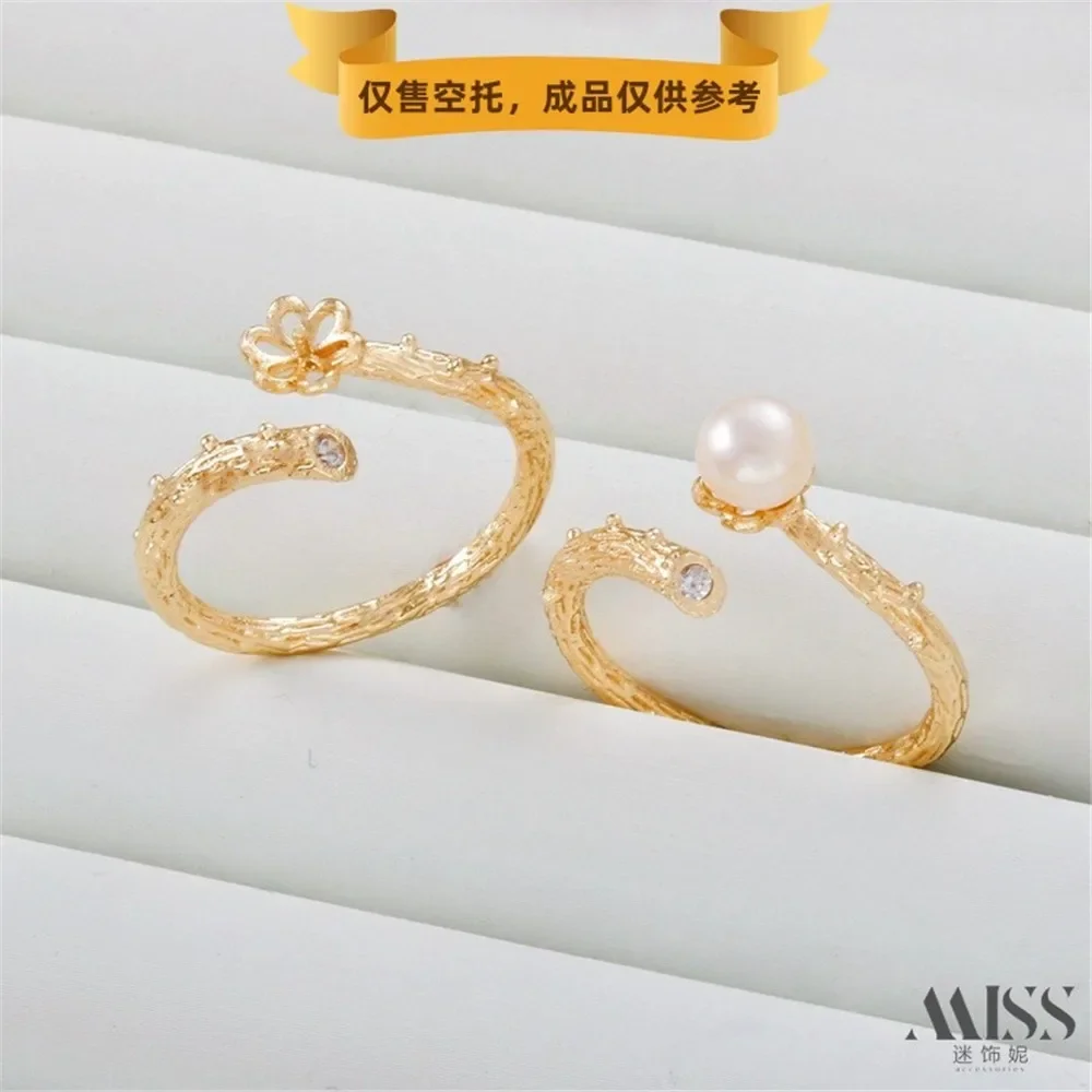 Bague en Zircon incrusté d'or 14K, coquille blanche naturelle, perle papillon, avec bouche mobile et porte-aiguille, accessoires de bricolage